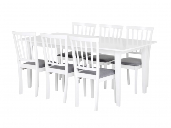 ALICE Bord 180 Vit + 6 Stolar Vit/Gr�