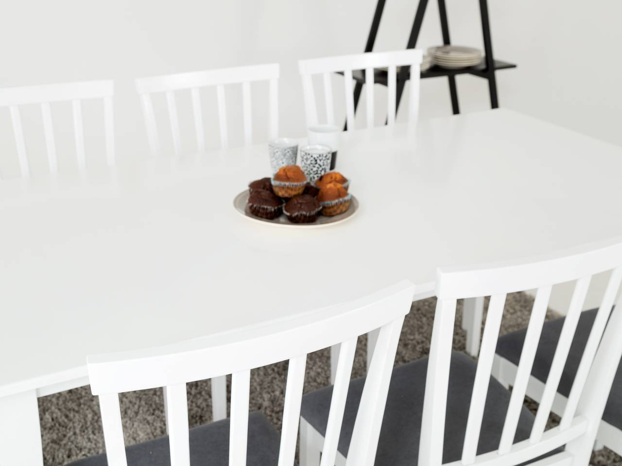 ALICE Bord 180 Vit + 6 Stolar Vit/Gr�